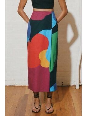 Mara Hoffman Wrap Colorblock Sunja Midi Skirt